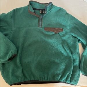 VTG 90’s Eastern Mountain Sports EMS Fleece Pullover Aztec Trim Green Mens Large